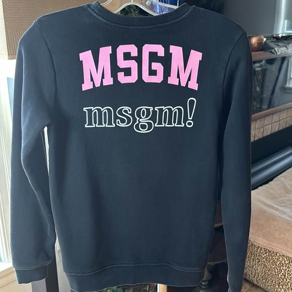 MSGM Times New Roman black sweatshirt with white and pink logo, size small. - Picture 2 of 3